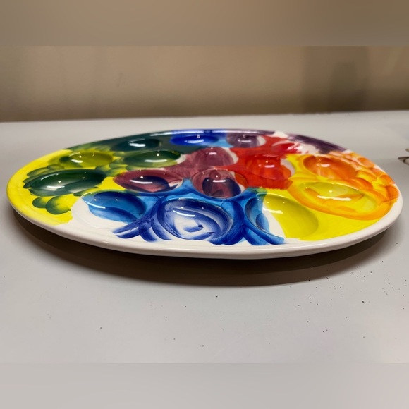Anthropologie Rainbow Deviled Egg Serving Platter Retired Rare Hard 2 Find 10x13 - Picture 3 of 5